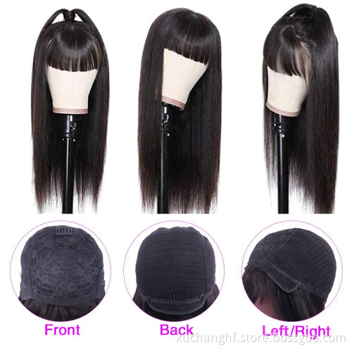 Glueless Brazilian Short Bob Wig With Bangs, Bang Curly Wig, Cheap Curly Human Hair Bang Wig